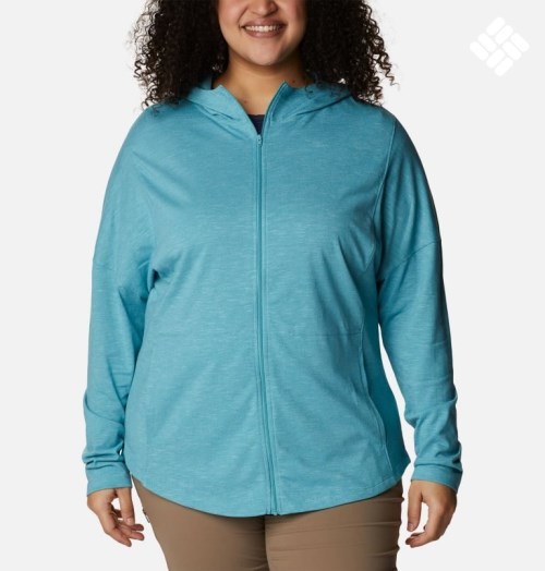 Hanorac Cu Gluga Columbia Cades Cove Full Zip Dama Turcoaz | Plus Size UNQZ8M9AS